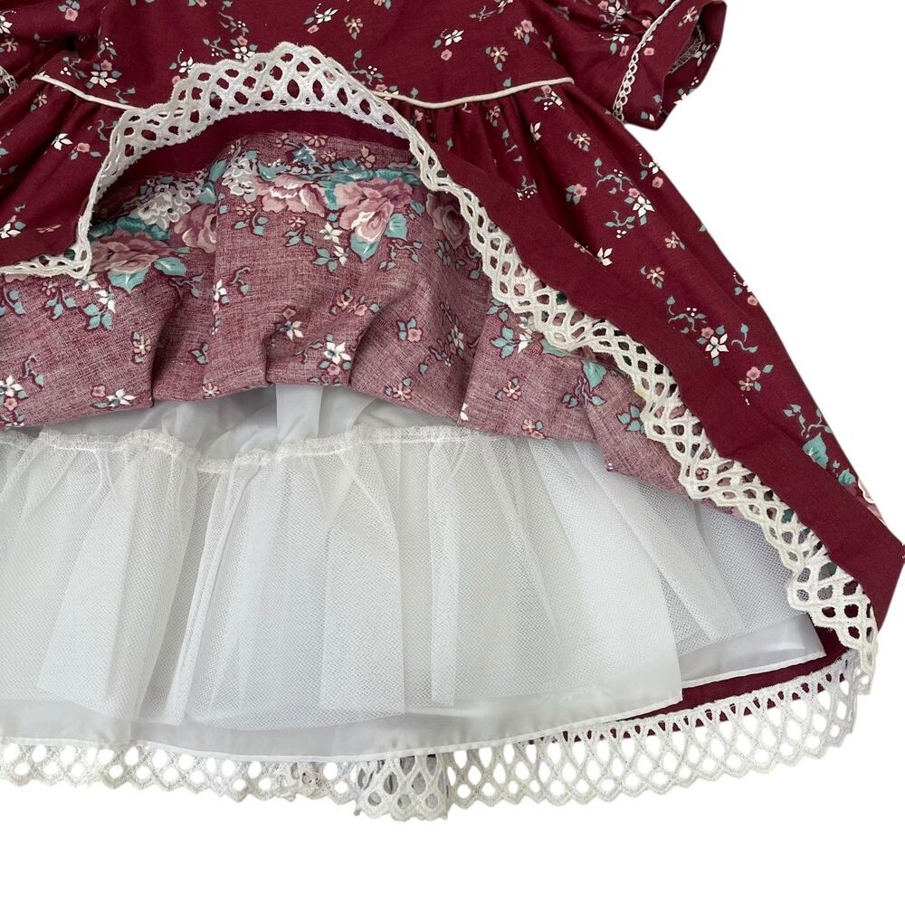 Vintage Daisy Kingdom Rose Bouquet Border Print Dress Size 3T - Picture 5 of 8